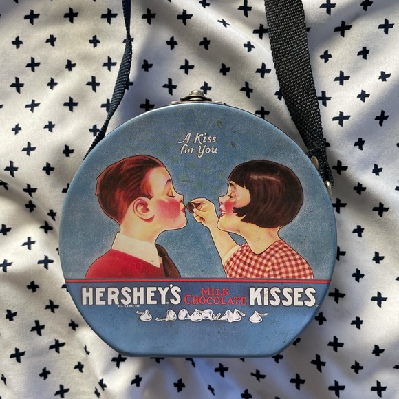 Hershey’s Bags Hersheys Kisses Tin Purse Container Vintage Retro